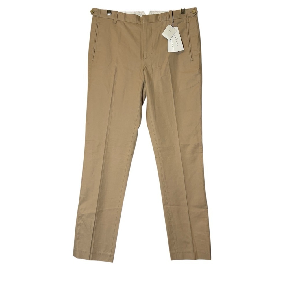 NWT Sandro Paris Women’s High Waisted Trouser E15 Prest Beige Cotton Pants-Sz 42 - Picture 2 of 7
